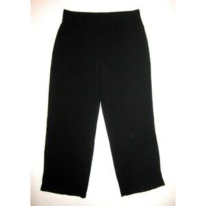 Lands End‎ NWT Black PANTS Womens PLUS 0X 14W Wide Leg Pull On Stretchy Career